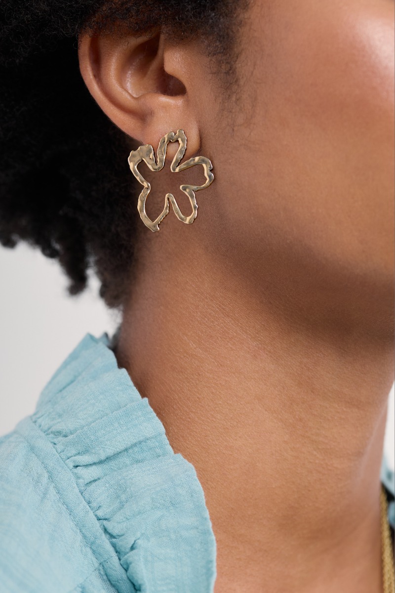 An image of Seasalt  Anneal Gold Tone Flower Earrings  