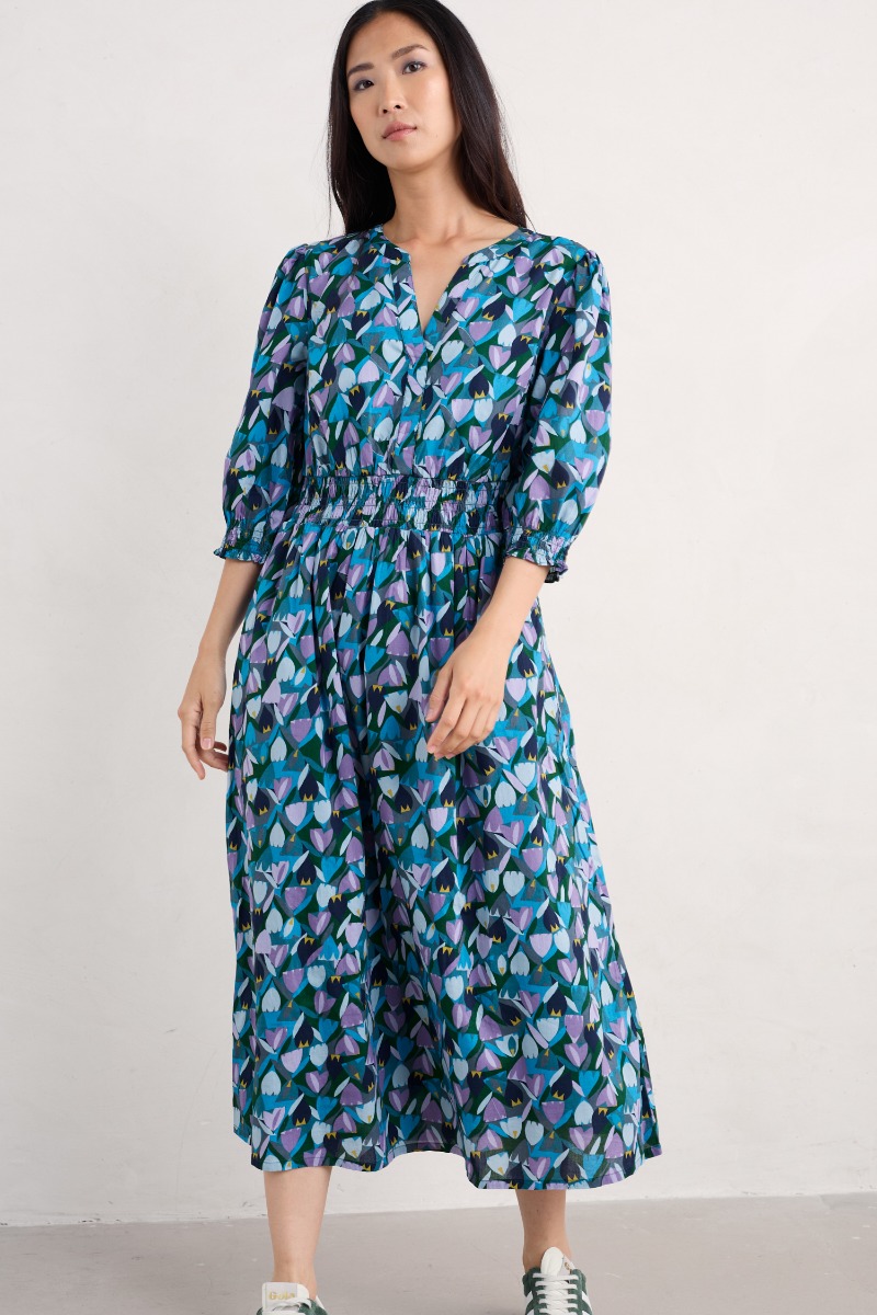 An image of Seasalt  Fawn Organic Cotton Waisted Midi Dress 