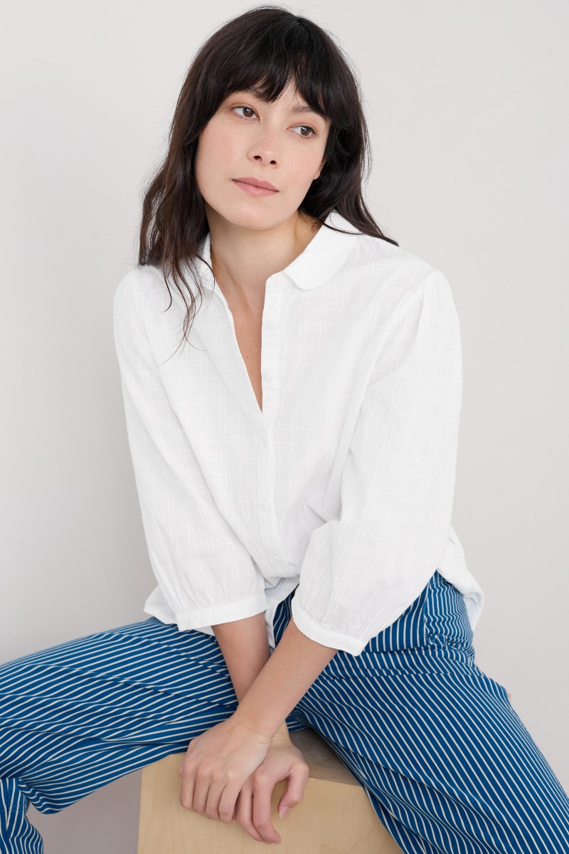 An image of Seasalt  Hope Cottage Organic Cotton Check Blouse 