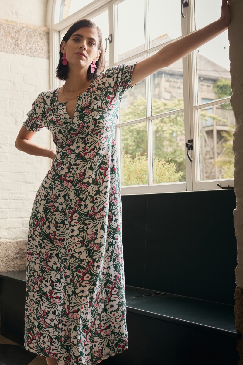 An image of Seasalt  Marsh Violet Short Sleeve Empire Line Dress 
