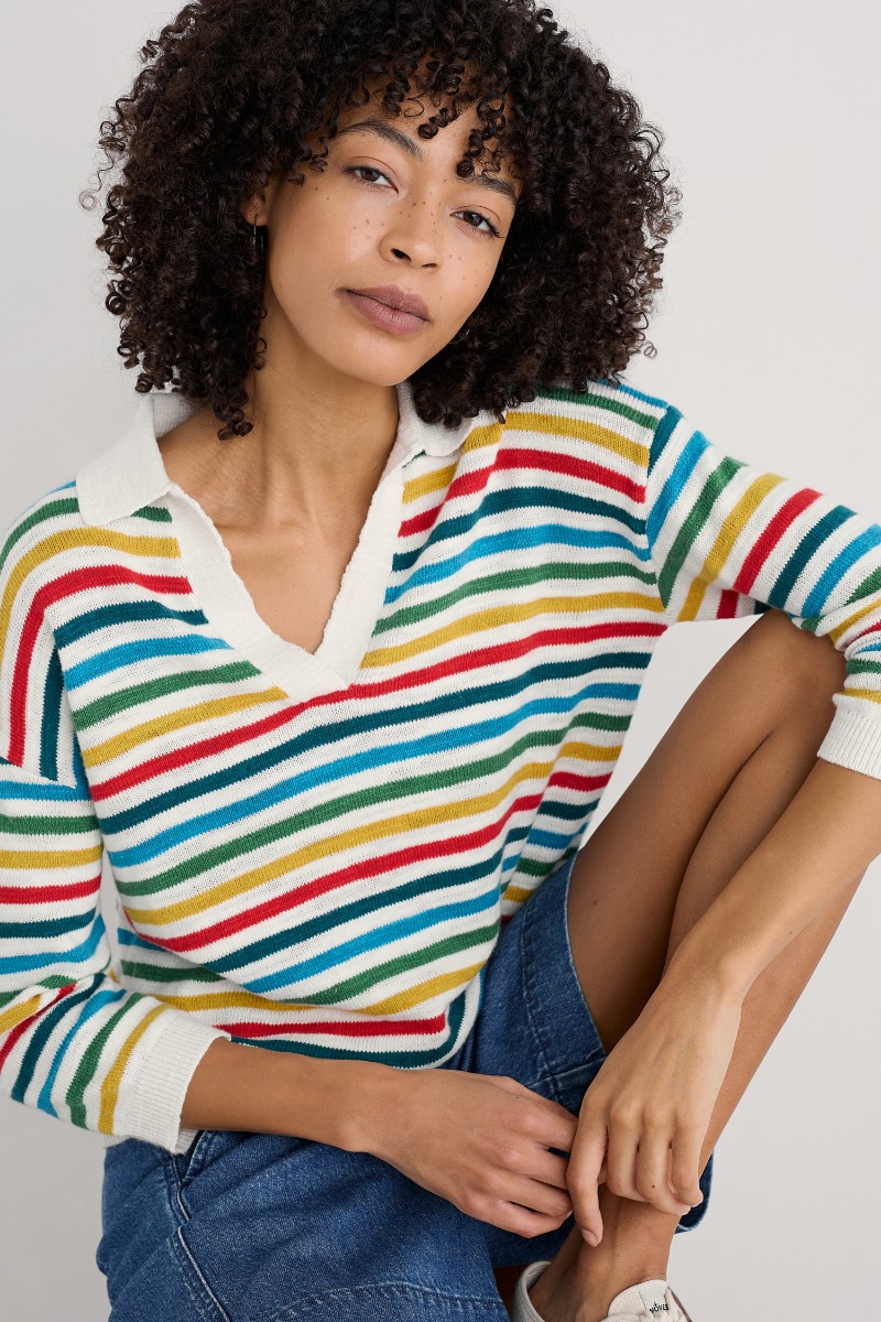 An image of Seasalt  Gwynver Lightweight V-Neck Collared Jumper 