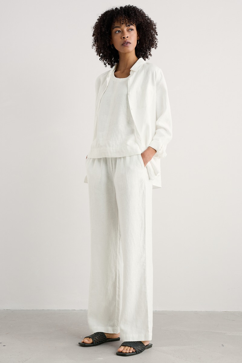 An image of Seasalt  Tide Flow Wide Leg Linen Trousers 