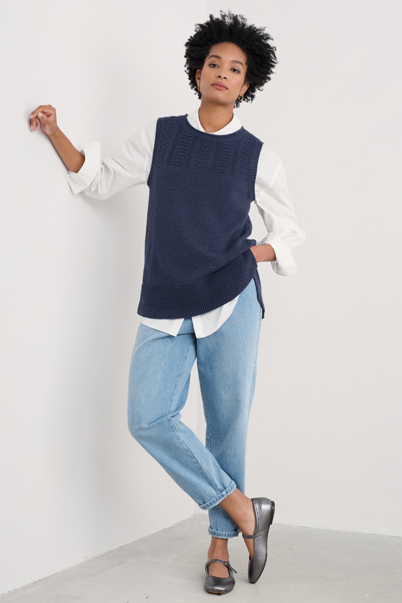 An image of Seasalt  Smallcombe Knitted Vest in GOTS-Certified Organic Cotton 