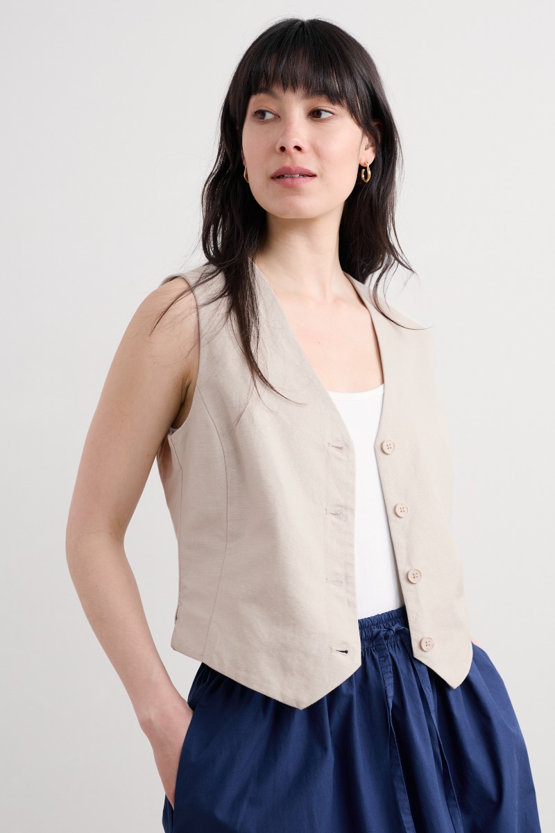 An image of Seasalt  Erica Linen Blend Waistcoat 