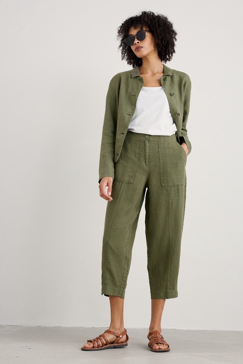 An image of Seasalt  Saltings Linen Cropped Trousers 
