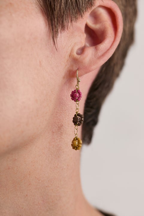Polyantha Floral Bead Drop Earrings Model Image