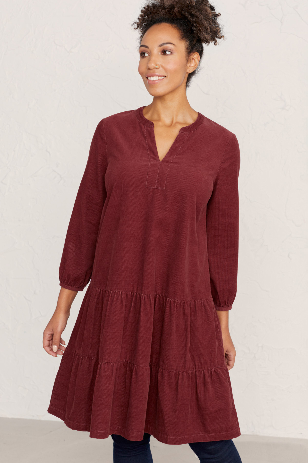 Bluebell Bloom Dress Soft Cotton Needlecord Trapeze Dress