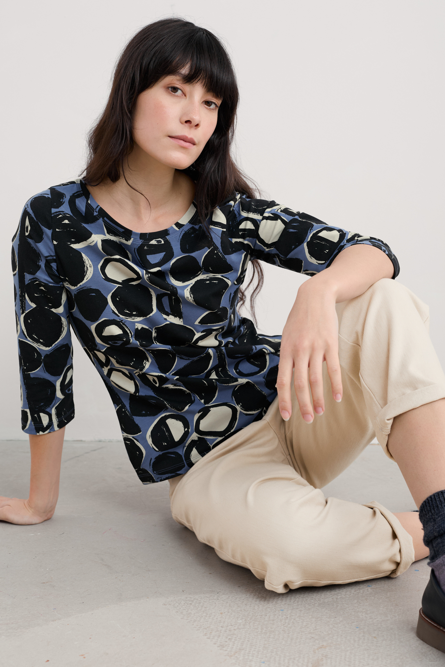 An image of Seasalt  Easel 3/4 Sleeve Top in GOTS-Certified Organic Cotton Jersey 