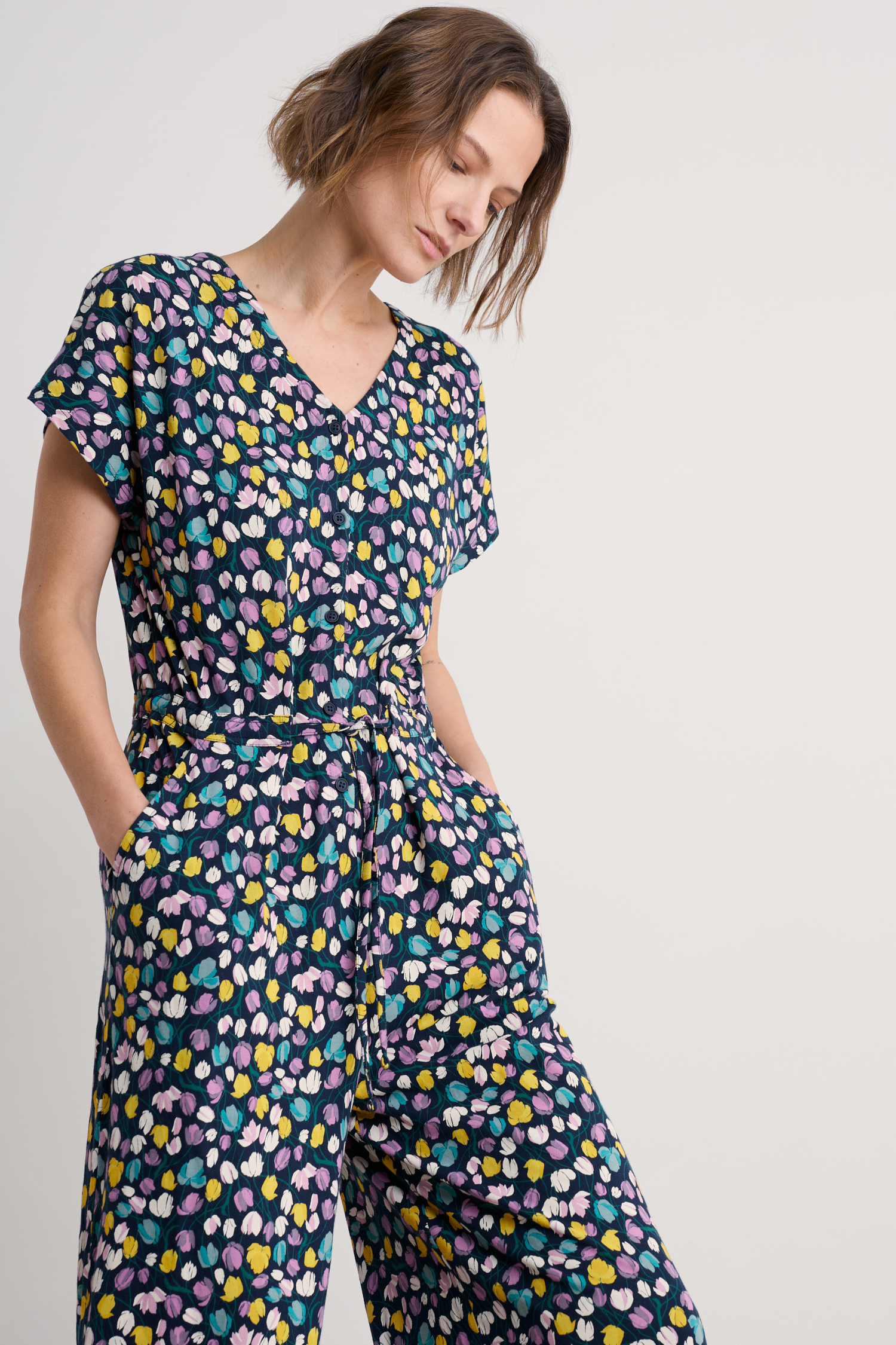 An image of Seasalt  Rose Trellis Wide Leg Jumpsuit 