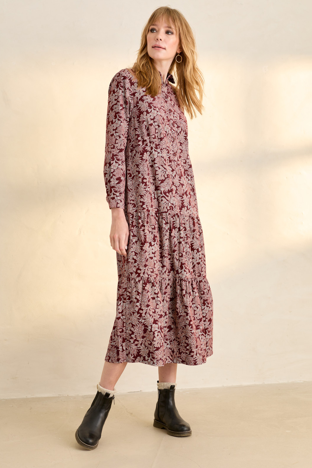 Flower Train Tiered Cord Shirt Dress Seasalt Cornwall