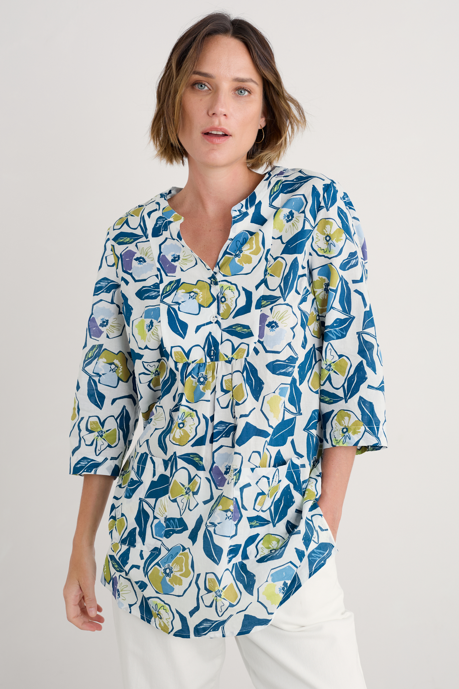 An image of Seasalt  Aventurier Printed Tunic in GOTS-Certified Organic Cotton Voile 