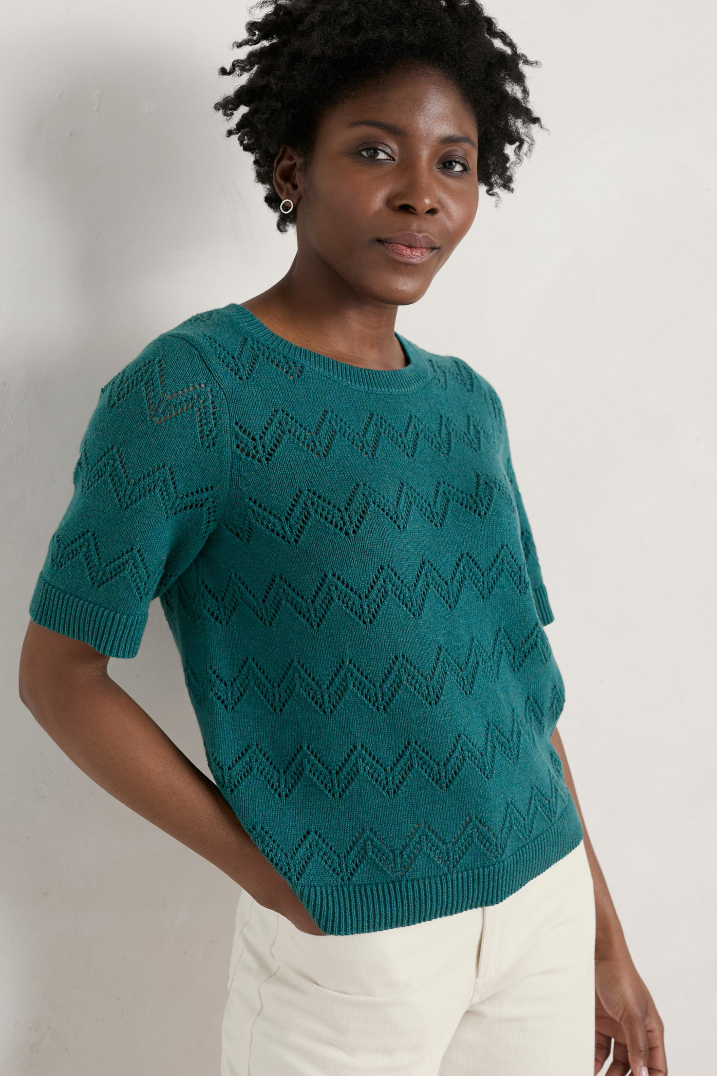 Short sleeve online fine knit jumper