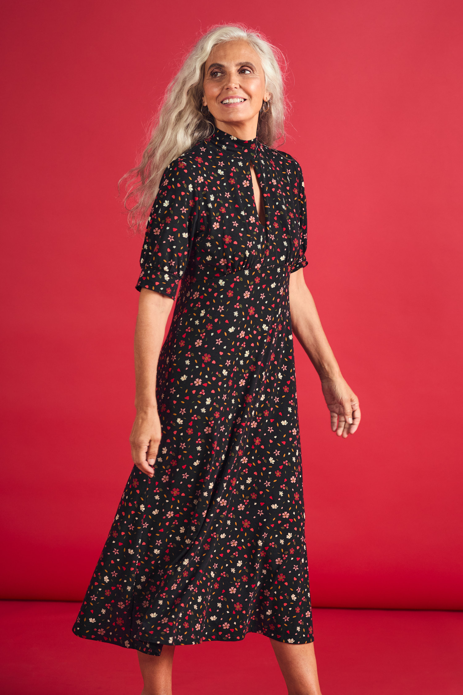 Calendula Empire Line Jersey Midi Dress