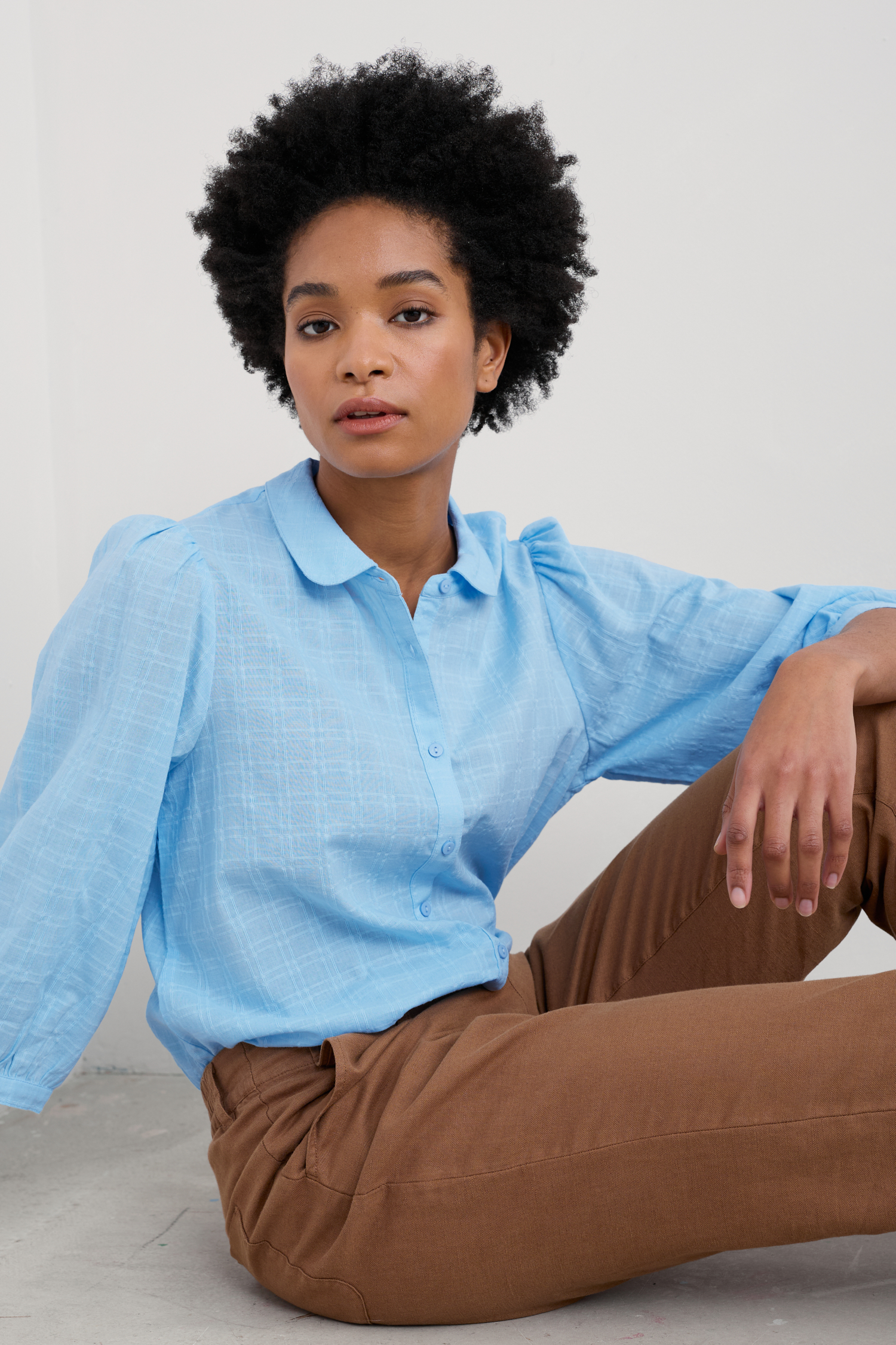 An image of Seasalt  Hope Cottage Organic Cotton Check Blouse 