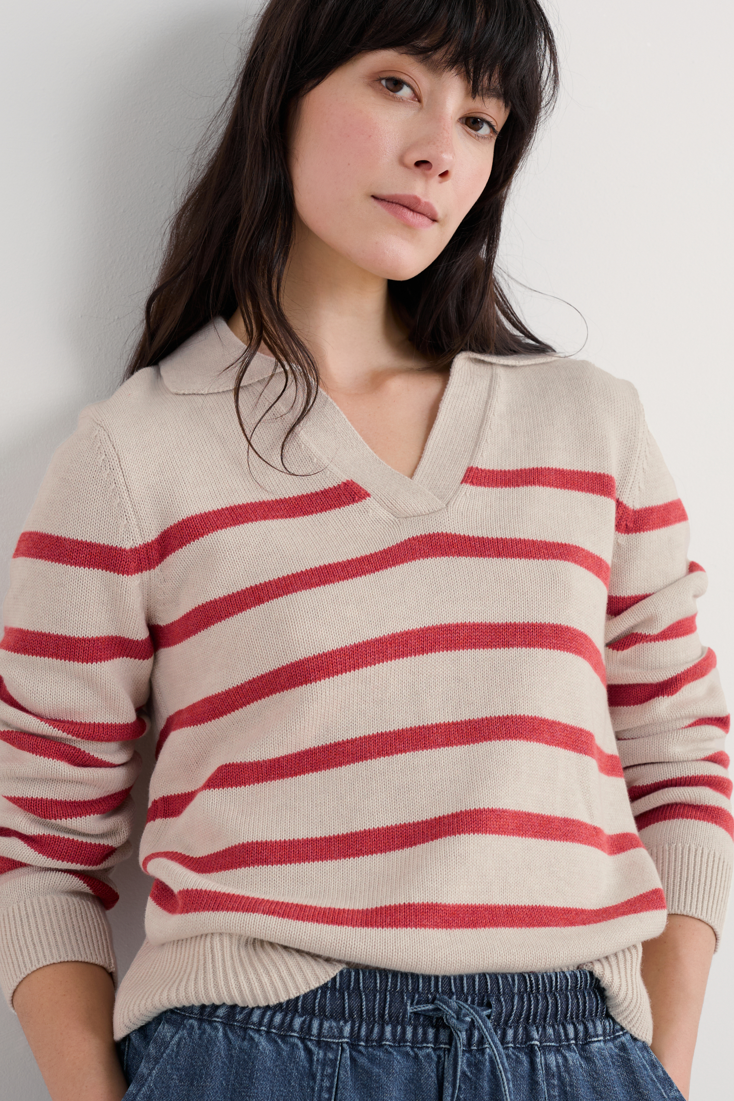 An image of Seasalt  Barbizan Long Sleeve Collared Jumper 