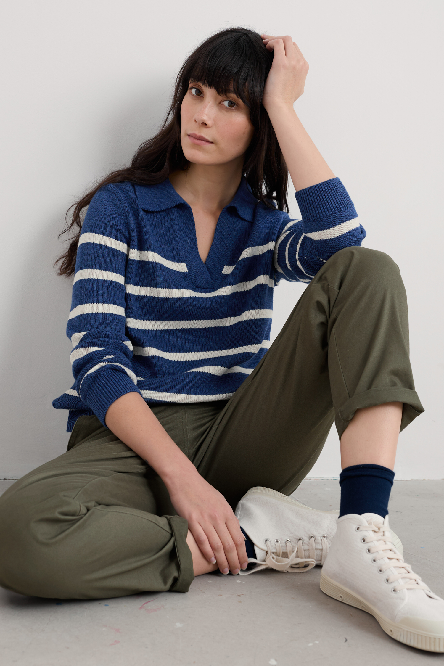 An image of Seasalt  Barbizan Long Sleeve Collared Jumper 