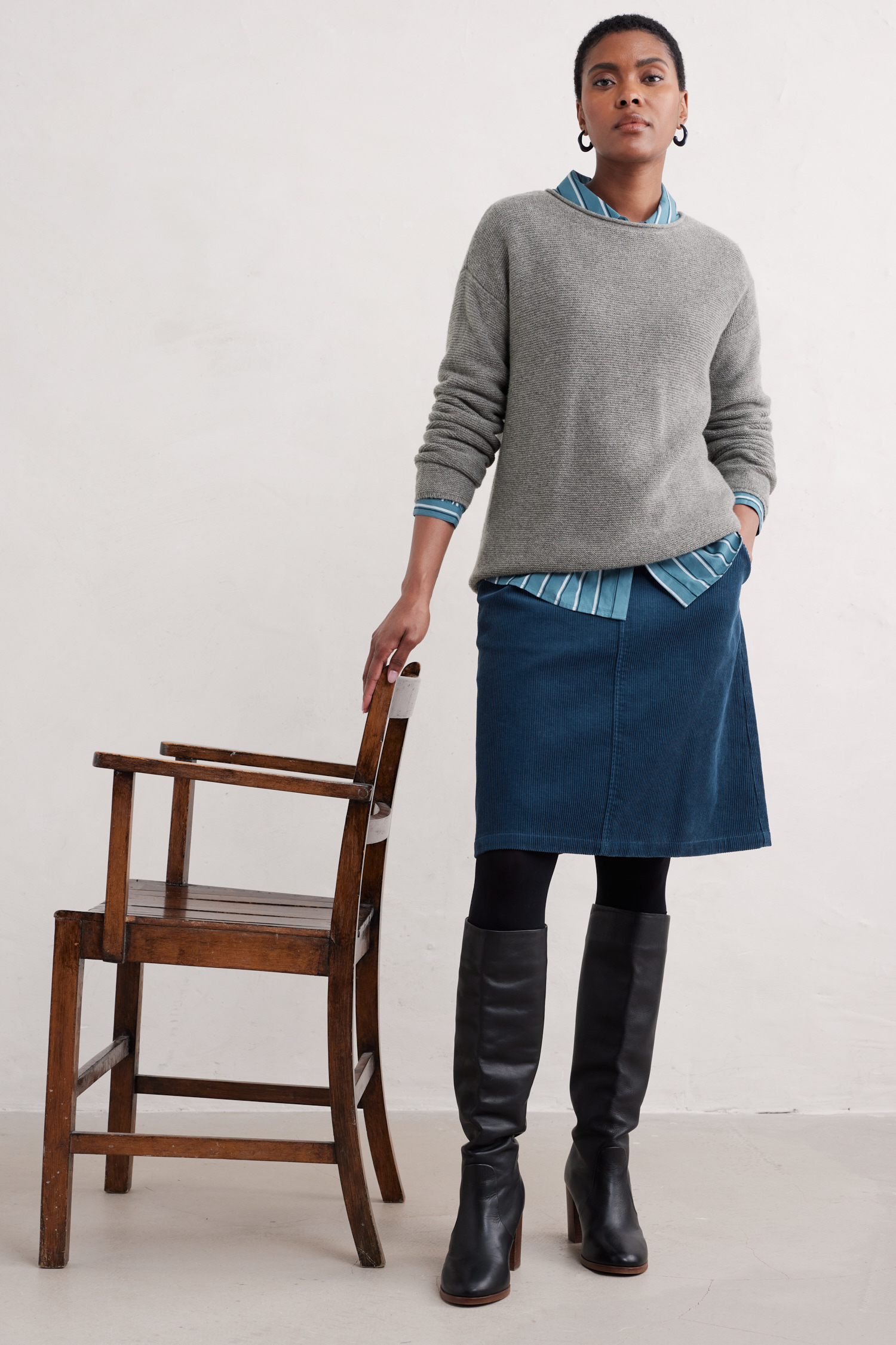 An image of Seasalt  Dovetail A-Line Corduroy Skirt 