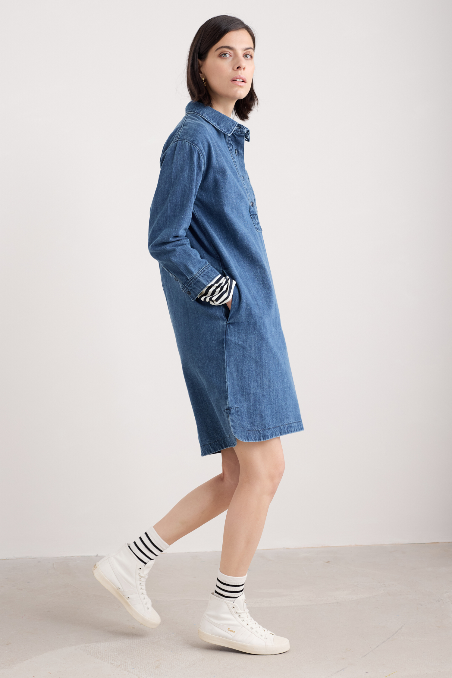 An image of Seasalt  Guidebook Denim Shirt Dress 