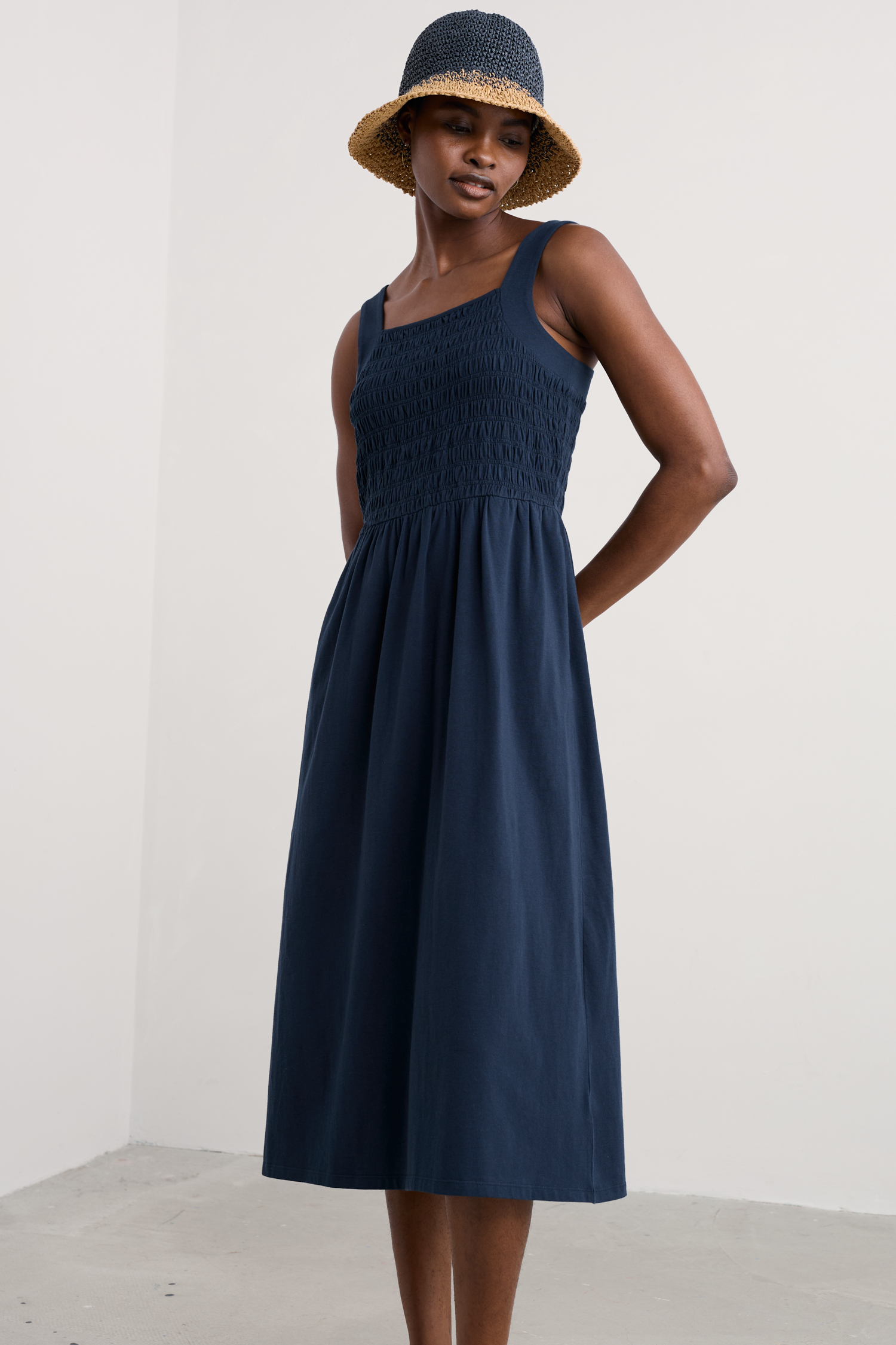 An image of Seasalt  Summer Buoy Jersey Smocked Dress 