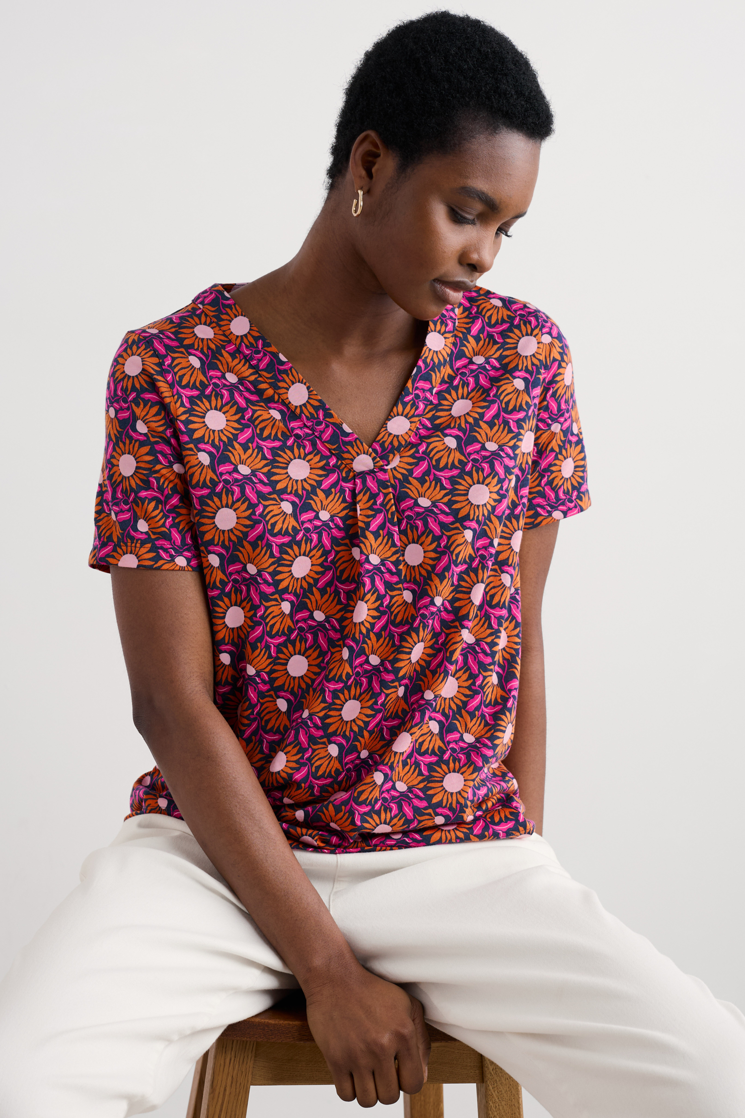 An image of Seasalt  Barnoon Jersey Printed Short-Sleeve Top 