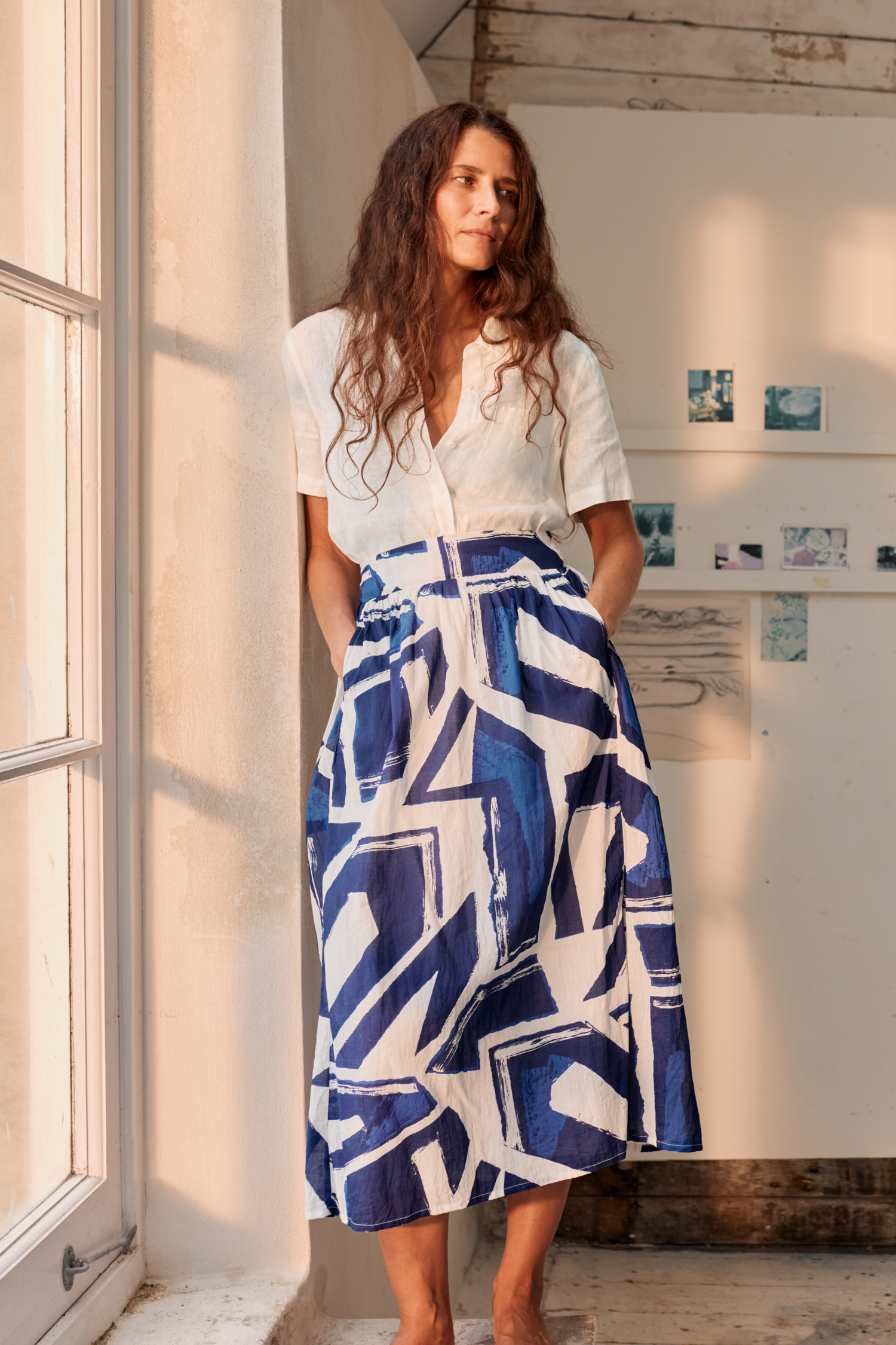 An image of Seasalt  Mevagissey Midi Skirt in GOTS-Certified Organic Cotton 