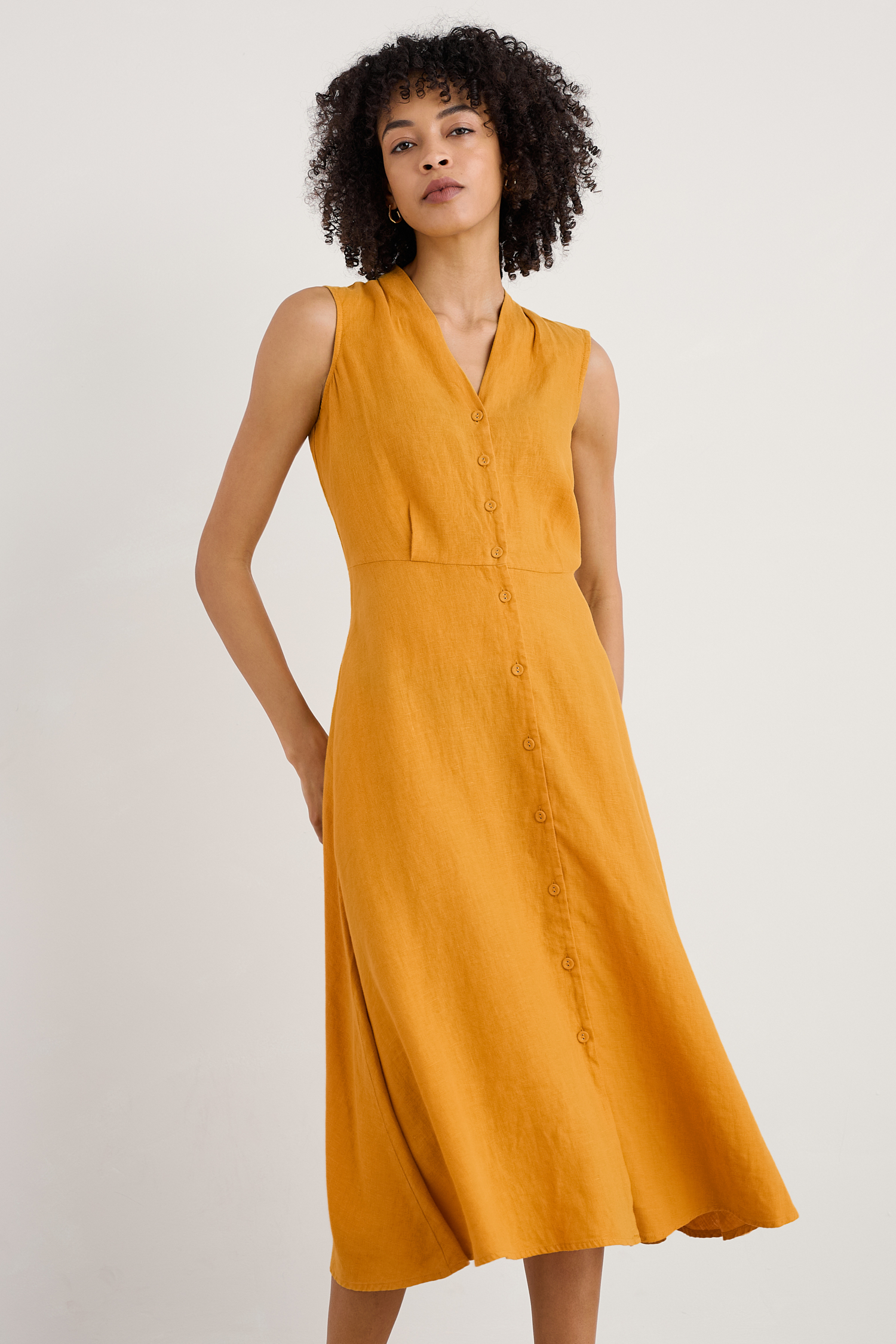 An image of Seasalt  Carved Wood Linen Sleeveless Dress 