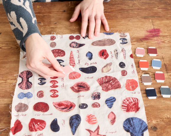 Shell print fabric swatch
