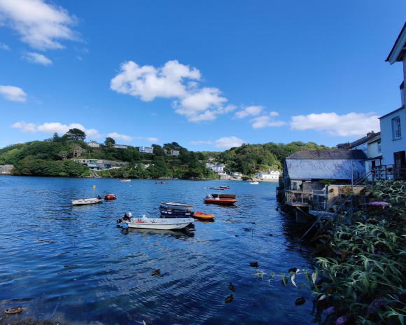 View of the boats at Fowey Harbour