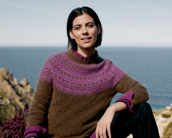 Woman wearing Seasalt knitwear